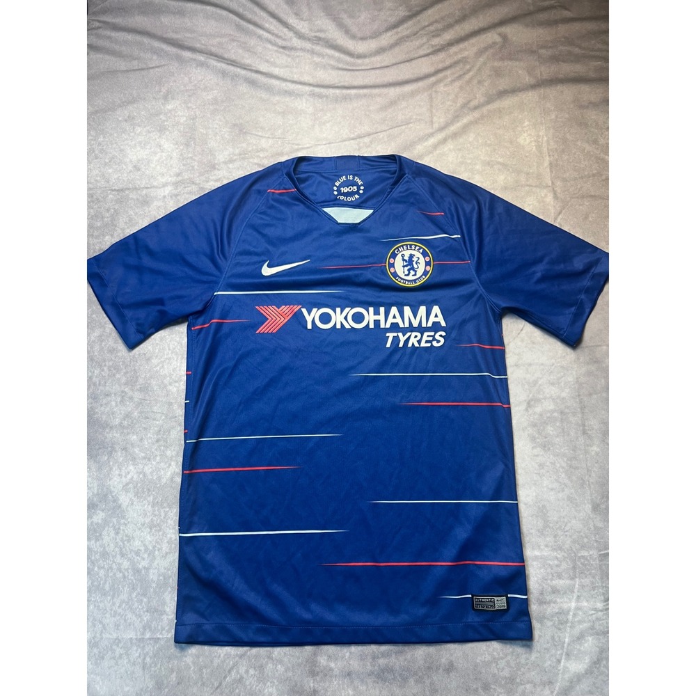 Nike Chelsea FC Soccer Jersey Mens S Blue 2018-19 Home Yokohama Tyres 918989-496